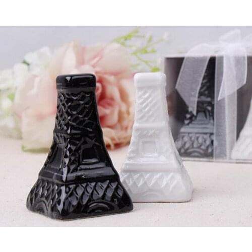 Paris Tower Ceramic Salt and Pepper Shakers Black&White Seasoning Pot Wedding Gift Party Giveaways For Guest