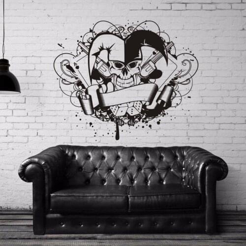 Clown Revolver Skull Sticker Punk Death Decal Devil Name Car Art Wall Decals Decor Mural Rock Sticker Poker Joker Decal