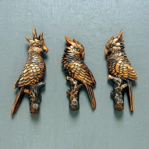 3D Animal hooks Clothes hooks white/bronze bedroom/bar hook robe hook wall hanging Parrot holder Key hanger