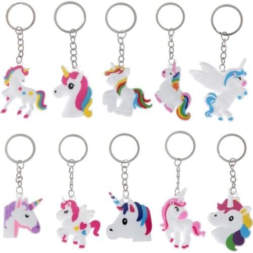 Trendy Diy Cute Fairytale PVC Unicorn Keychain Multi-style Horse Key Rings Holder Alloy Key Chain For Woman Girls Gift Jewelry