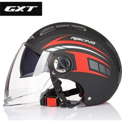 GXT Motorcycle Helmet Summer Open Face Moto Helmet Dual Lens Moto Casco Capacetes Motorbike Electric Riding Helmet Black