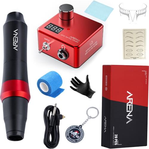Arenahawk Quiet Light PMU Tattoo Machine Kit AP-2 Tattoo OLED Power Supply Box Digital Switch Accessories Permanent Makeup Set
