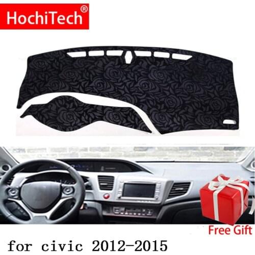 Rose Pattern Non-slip Dashmat Dash Mat Dashboard Cover Pad Cover Carpet Car Sticker for Honda civic 2012 2013-2015 Car Styling