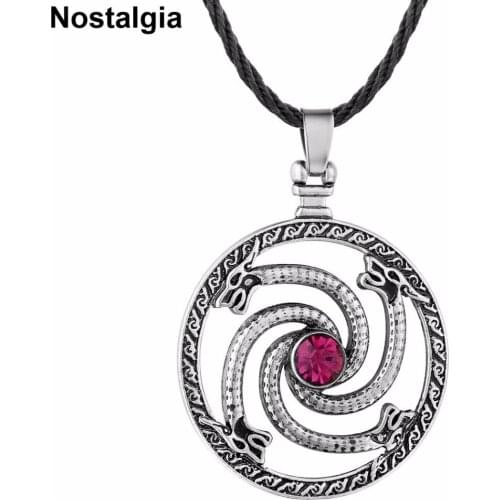 Nostalgia Slavic Rod Znich Symbols Viking Dragon Crystal Necklace Men Jewelry Amulet Pendentif