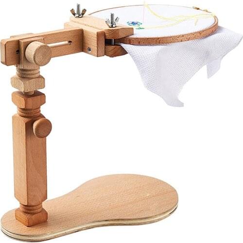 Solid Wood Embroider 360 Degree Rotation Stand Embroidery Stand Adjustable Cross-Stitch Rack Desktop Frame Holder