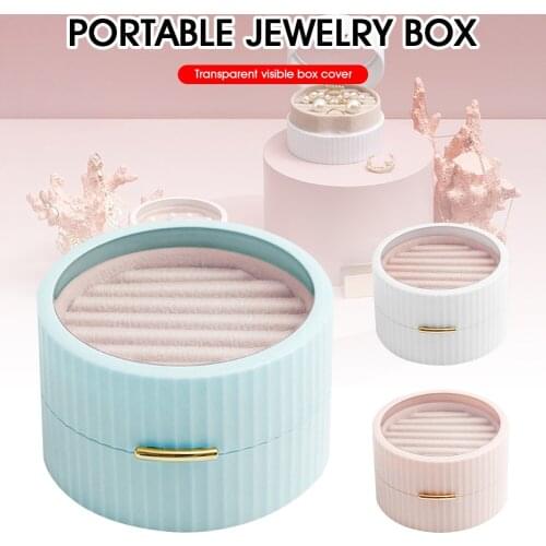 1Pc Mini Portable Jewelry Box Double-Layer HIPS Jewelry Storage Case Display Holder for Earrings Necklaces Bracelets Storage Box