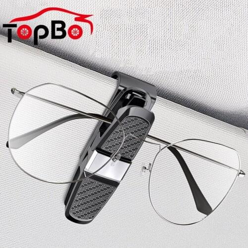 Portable Car Sun Visor Sunglasses Holder ABS Carbon Eyeglasses Fastener Clip Glasses Cases Ticket Card Clamp Auto Accessories
