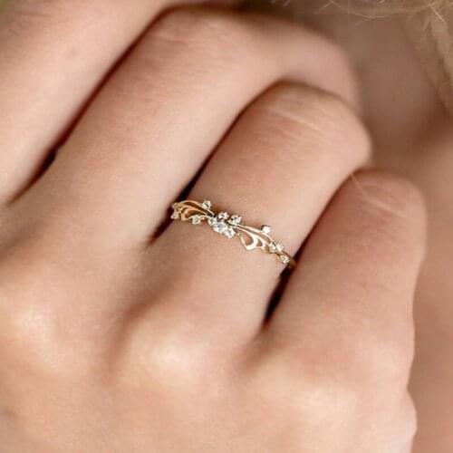 Simple Geometric Gold Crystal Rings For Women Fashion Ladies Wedding Rings Jewelry Romantic Female Love Promise Valentines Gift