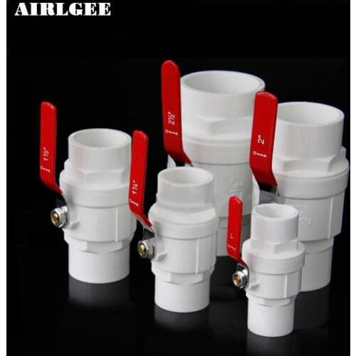 Red Non-slip Handle PVC Ball Valve 20/25/32/40/50/63/75mm Inner Diameter 2 Way Slip Ends Water Shut Off flow controller Valve