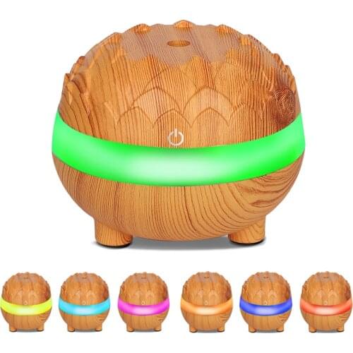 Usb Air Humidifier Wood Grain Aroma Diffuse 300ML Desk Humidificador mini decoration Essential Oil Mist Maker LED Light for Home