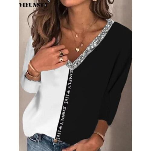 Черно-белые блузки VIEUNSTA China At AliExpress