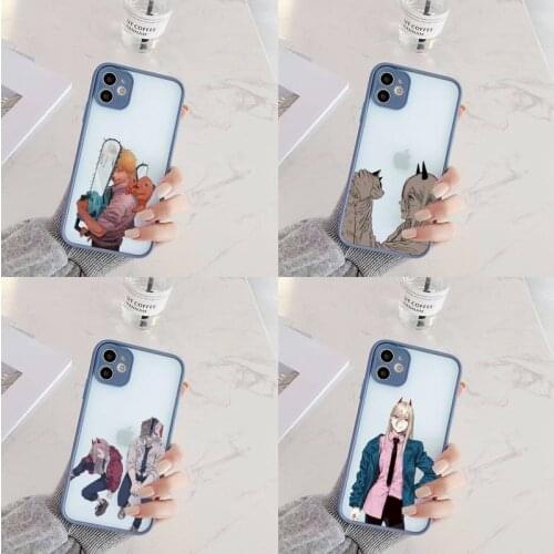 Chainsawman anime Phone Case Camera Protection For iPhone 12 11 Pro XS Max XR X 8 7 Plus Translucent Matte Shockproof Cover