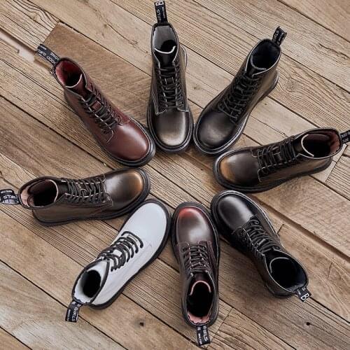 Women Boots Genuine Leather Women White Ankle Boots Motorcycle Boots Female Spring Autumn Winter Shoes Woman Punk Botas Mujer