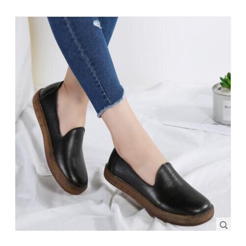 Women Flats Roman Style Women Shoes White Loafers For Women Nurse Casual Flat Shoes Genuine Leather Large size Sneakers shoes