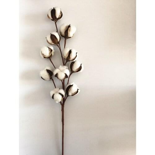 1pc Factory Sale 10 Head Artificial Cotton Dried Flower Branch Cotton Boll Stems for Farmhouse Wedding Home Decor