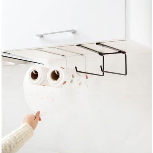 1pc Iron Bathroom Paper Towel Stand Rack Kitchen Cupboard Hanger Cabinet Door Chest Hanging Sundries Storage Shelf
