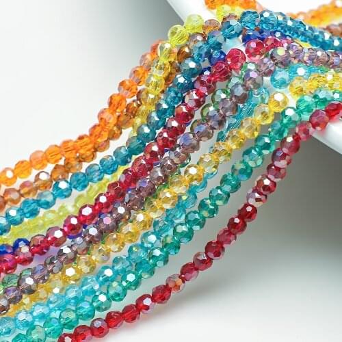 2/3/4mm AB 32Faceted Round Ball Crystal Glass Round Beads Spacer Loose Beading for DIY Making Jewelry Needlework Accessories