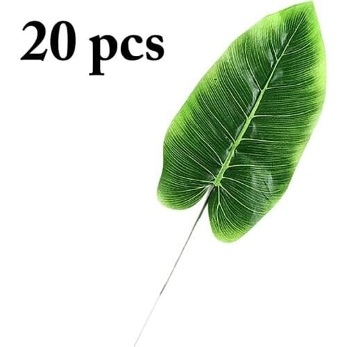 20Pcs Artificial Leaf Lifelike Banana Leaf Decorative Fake Leaf Artificial Plant Hawaiian Party Decor Accessories Party Supplies