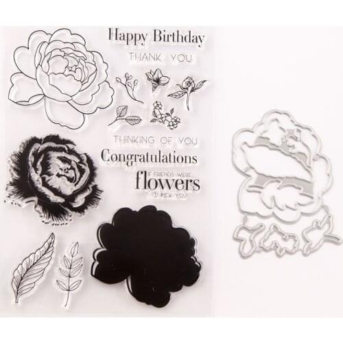 2021 New Flower Birthday 2021 New Seal Stamp with Cutting Dies Stencil DIY Scrapbooking Embossing Photo
