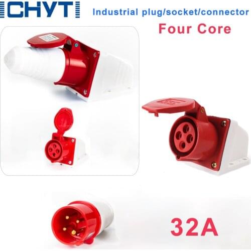 4 Core 32A 380-415V Waterproof Male Female Pair Aviation Plug Butt Joint Three-Phase Wire Industrial Plug Socket Connector