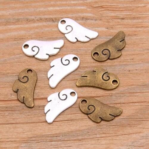 40PCS 9*17mm 2021 New 2 Color Small Wings Charms Animal Feather Pendant Metal Alloy For DIY Necklace Bracelet Earrings Marking