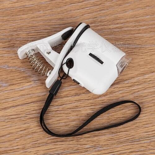 55X Portable Pocket Jewelry Antique Identification Microscope Loupe with LED and Clamp for Cell Phone Magnifier