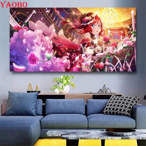 5d Diamond Painting Full Square/Round Drill diy Diamond Embroidery Japanese anime girl rose flower diamond mosaic cross stitch