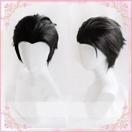 Anime YURI!!! on ICE Katsuki Yuuri Wig Short Black Slicked Back Heat Resistant Cosplay Costume Wigs + Wig Cap