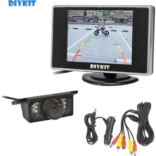 DIYKIT Wired 3.5 inch TFT LCD Car Monitor IR Night Vision Rear View Car Camera Kit Reversing Camera Parking Assistance System