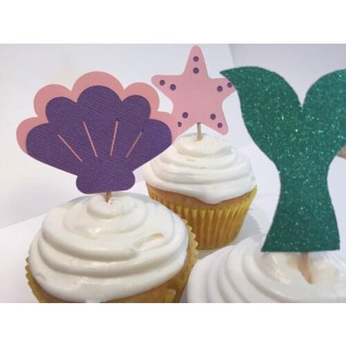 Glitter Under The Sea Mermaid Cupcake Toppers Engagement Party Bachelorette birthda Wedding Bridal Shower Night toothpicks