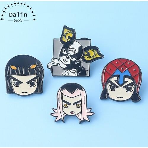 Anime JoJos Bizarre Adventure Pins Brooches Iggy Guido Mista Bruno Bucciarati Leone Abbacchio Cartoon Badge Brooch Jewelry Gift