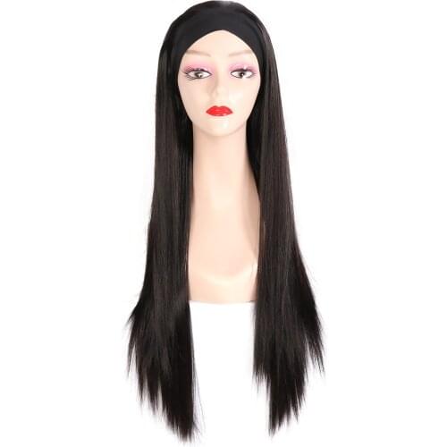Loryana Long Straight Headband Wigs Heat Resistant Synthetic Hair Wig Machine Made Wig For Black Women