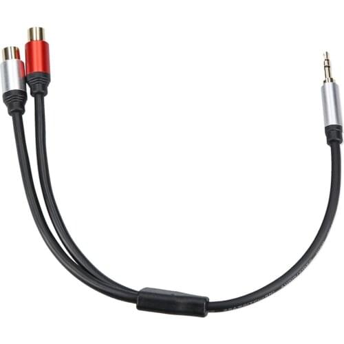 For Mixer AV Amplifier 3.5mm Male to Dual RCA Female Audio Cable Plug Stereo Audio Cable Cord Wire 0.3m Black