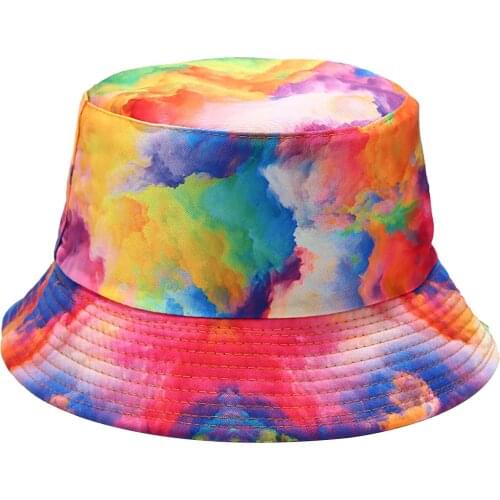 Print Graffiti Reversible Fisherman Hat Fashion Tie Dye Apparel Accessories Sun Protection Outdoor Activities Polyester Foldable