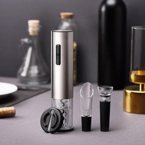 Stainless Steel Electric Wine Bottle Opener Rechargeable Automatic Corkscrew Wine Opener Set With Foil Cutter With USB Cable