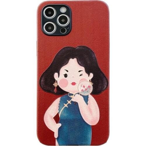 Chinese Qipao Plump Lady Case for iPhone 12 Pro Max Back Phone Cover for 12 Mini 11 Pro Max X XS XR 8 7 Plus SE 2020 Capa