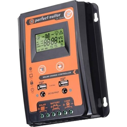 Charge controller 12V 24V 30A 50A MPPT Solar Charge Controller Solar Panel Battery Regulator Dual USB LCD Display