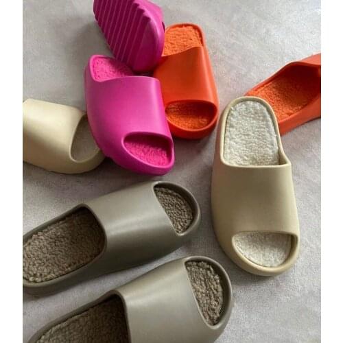 Hot autumn and winter thickening couples one-flip thick-soled household plus velvet slippers outer wear beach slippers wholesal