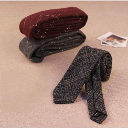 Linbaiway 6cm Wool Necktie Casual Striped Plaid Neck Ties for Men Business Tuxedo Party Accessory Christmas Gift Custom LOGO