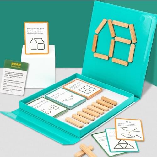 Magnetic Thinking Ice-cream Stick Challenge Geometric Figure Thinking Logic Training Game Early Education Wooden Puzzle Toy Gift