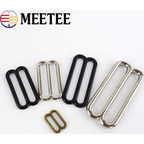 Meetee 5/10pcs 14-50mm Metal O Ring Tri-Glide Buckles Bra Rings Sliders Strap Adjust Buckle Clasp DIY Garment Sewing Accessory