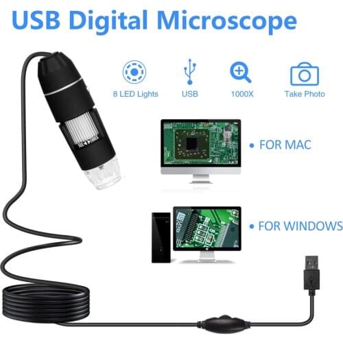 0-16000X Multifunctional Handheld Portable Digital Microscope USB Interface Electron Microscopes with 8 LEDs 300000 Pixels