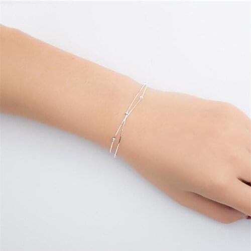 Trendy Snake Chain Bracelets Female Jewelry Fashion Girls 925 Silver Double Layer Balls Bracelet For Women Birthday Gift