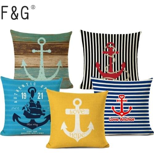 Marine Anchor Pillowcase Ocean Home Decor Cushions High Quality Throw Pillows Linen Print Cover Decorative Custom Cover Cushion