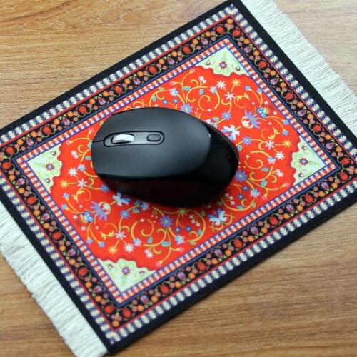 MRGBEST Persian Mini Woven Rug Mat Mousepad Retro Style Carpet Pattern Cup Mouse Pad with Fring Home Office Table Decor Craft