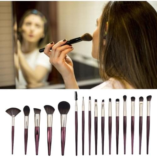 Portable Makeup Brushes Set 16pcs Eye Shadow Blush Eyeliner Bleding Eyebrow Fiber Wool Makeup Brush Kits Beauty Brush Pack