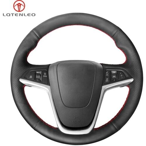 LQTENLEO Black Genuine Leather Car Steering Wheel Cover For Opel Mokka Cascada 2012-2019 Insignia 2008-2013 Meriva (B) Ampera