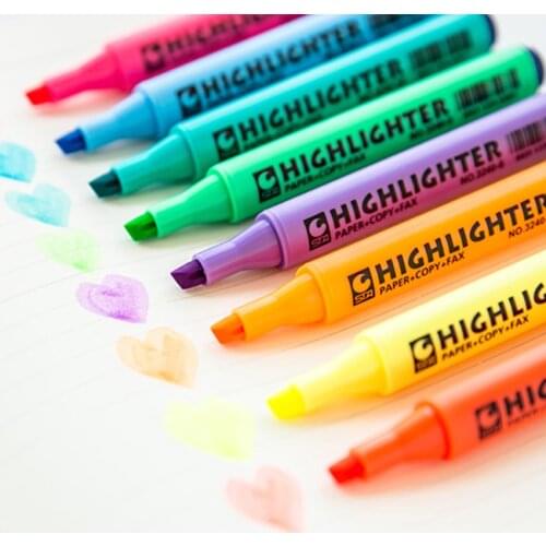 Creative Stationery Triangle Highlighter Pen Color Mark Pen Line Marker Fluorescent Disposable Drawing Pen School Supplies