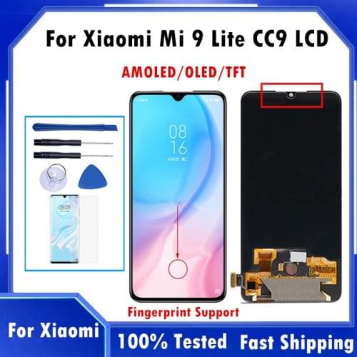 Original AMOLED 6.39" For Xiaomi Mi 9 Lite Mi9 Lite CC9 M1904F3BGTouch Digitizer Display Assembly For Xiaomi Lite LCD Display