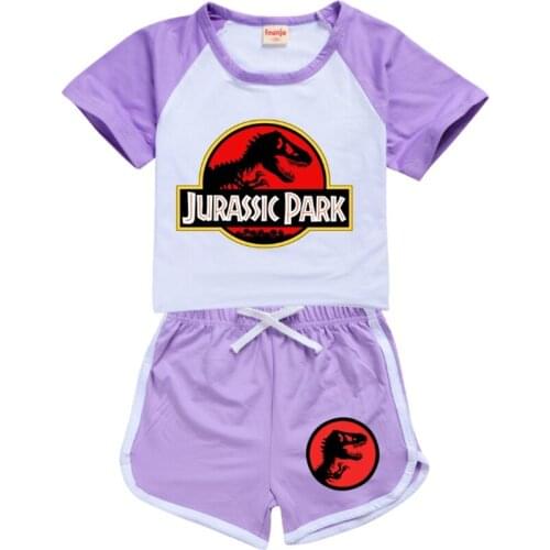 2-16Y New Dinosaur Boys T-shirt Jurassic Park Cartoon Pullovers Leisure Fashion Children Kids Girls Sweatshirts + Pants Outfits